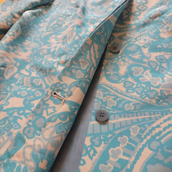 Talbots Womens Floral Pattern Jacket Mid-Length Button Closure Blue & White Size - Picture 9 of 9